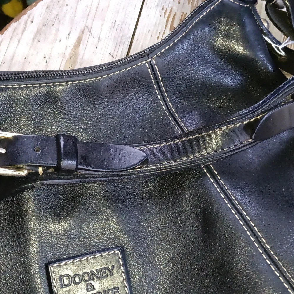 Vintage Dooney & Bourke Black Leather Hobo Bag - Picture 3 of 9